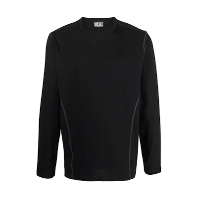 Diesel FW22 Black Patchwork Solid Long Sleeve Sweatshirt A037210PATI9XX
