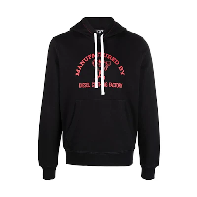Diesel FW22 Black Printed Pullover Hoodie Long Sleeve A037830IAJH9XX