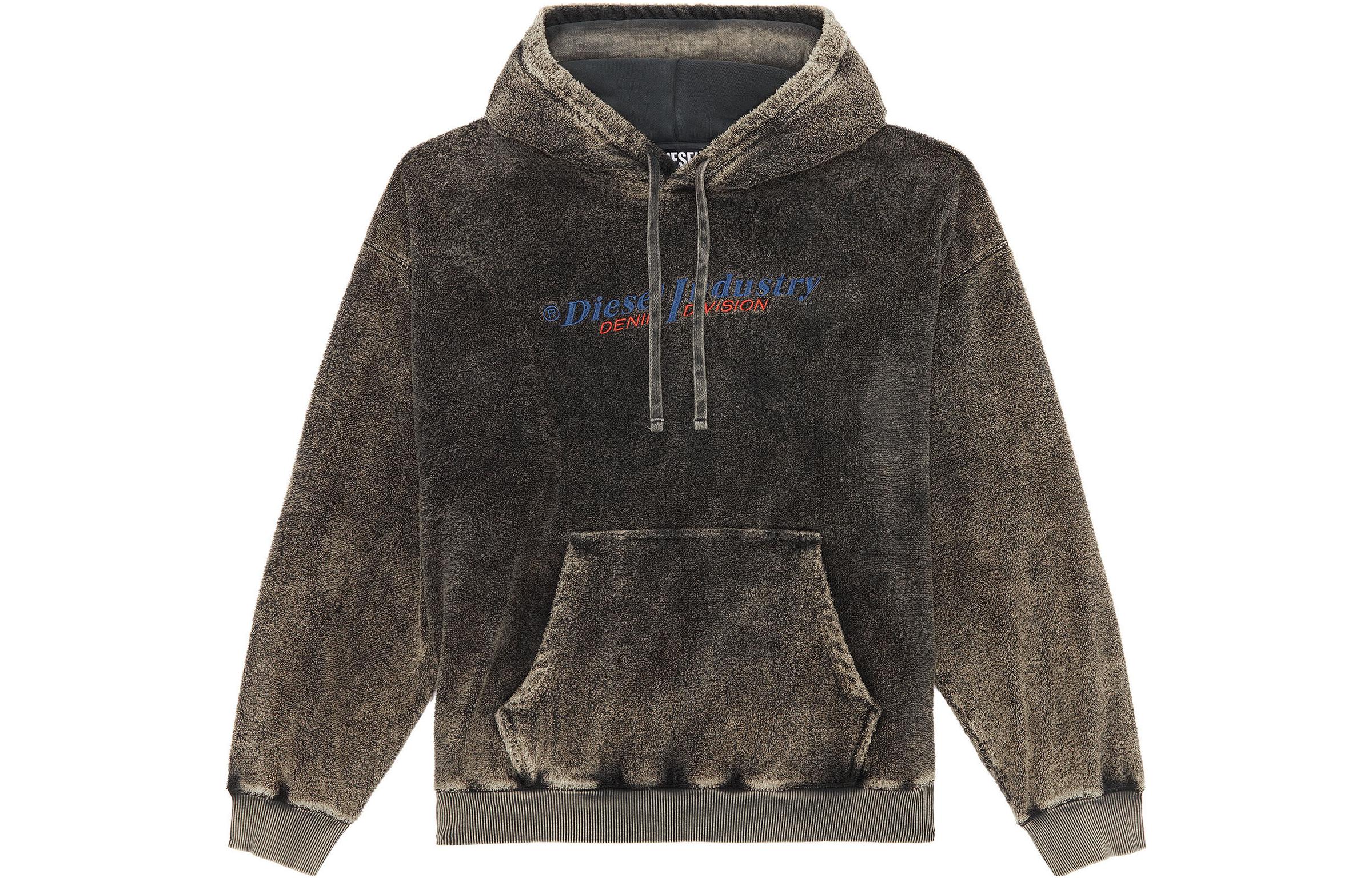 Diesel FW22 Black Pullover Hoodie with Embroidered Letter Logo A061660TEAK900