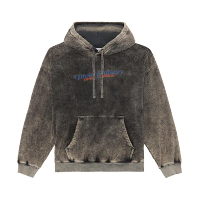 Diesel FW22 Black Pullover Hoodie with Embroidered Letter Logo A061660TEAK900