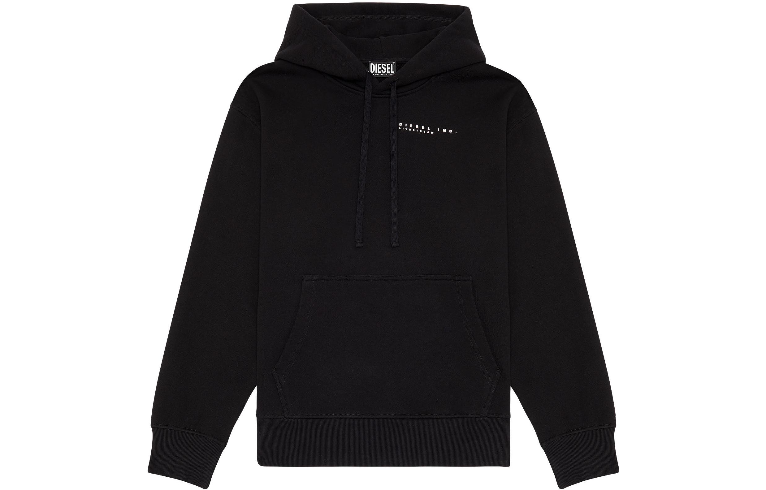 Diesel FW22 Black Pullover Hoodie with Solid Letter Print Design A086310HERH-900