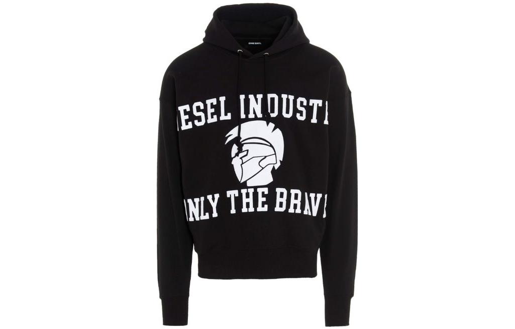 Diesel FW22 Black Pullover Sweatshirt with Logo Print Design A002160TAZM-9XX