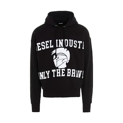 Diesel FW22 Black Pullover Sweatshirt with Logo Print Design A002160TAZM-9XX
