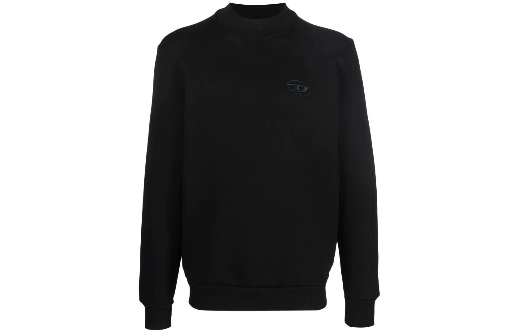 Diesel FW22 Black Pullover Sweatshirt with Solid Logo Embroidery A036960DFAD9XX