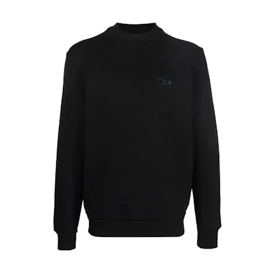 Diesel FW22 Black Pullover Sweatshirt with Solid Logo Embroidery A036960DFAD9XX