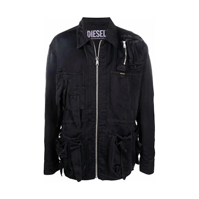 Diesel FW22 Black Solid Color Casual Zip Jacket A055270EHAB9XX