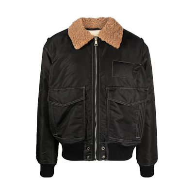 Diesel FW22 Black Solid Color Collared Long Sleeve Jacket A070240KAUX9XX