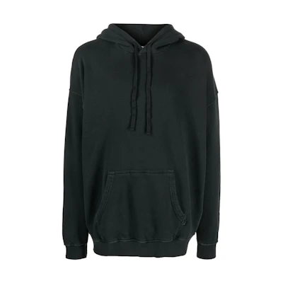 Diesel FW22 Black Solid Color Drawstring Cotton Sweatshirt A065070AGAU900