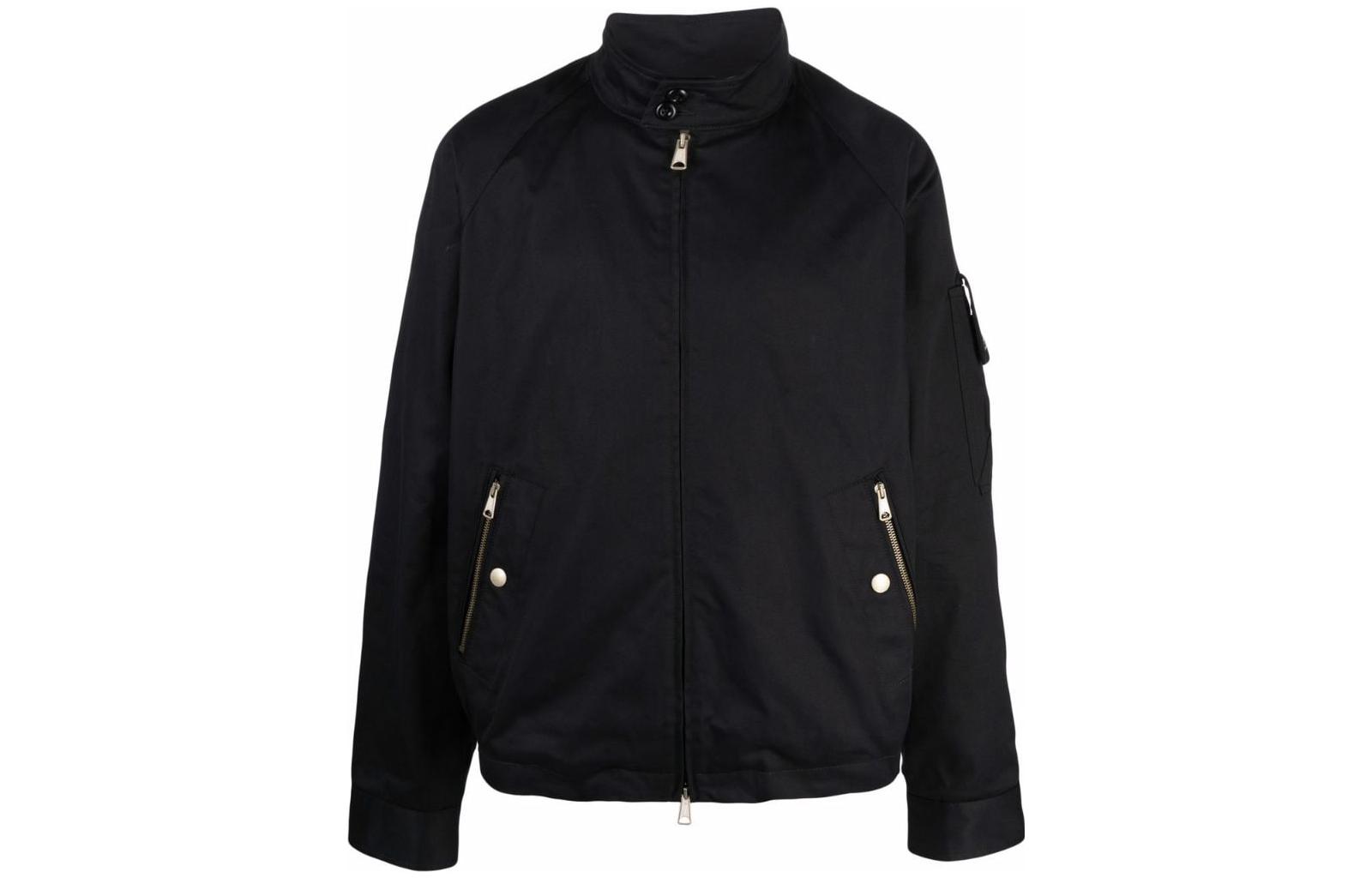 Diesel FW22 Black Solid Color Zip-Up High-Neck Jacket A027100HCAR9XX