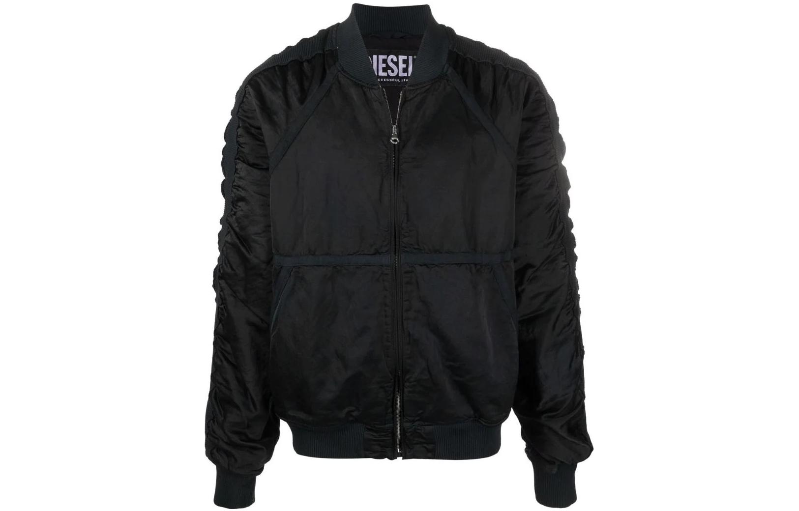 Diesel FW22 Black Solid Zip-Up Jacket A055930DLAN9XX