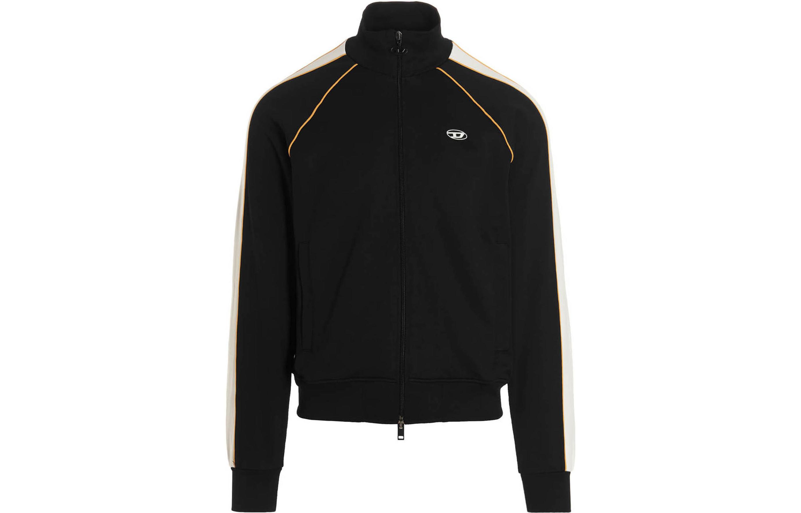 Diesel FW22 Black Zip-Up Jacket with Side Stripes and Stand Collar A054600AGGA9-XXA