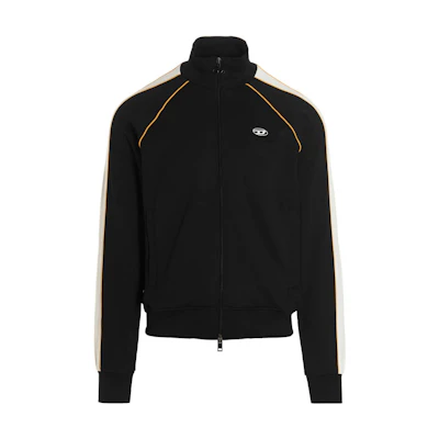 Diesel FW22 Black Zip-Up Jacket with Side Stripes and Stand Collar A054600AGGA9-XXA