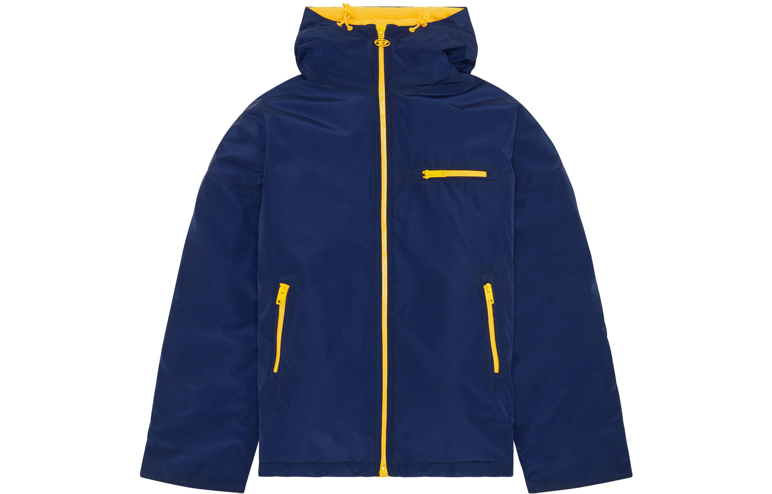 Diesel FW22 Blue Contrast Trim Logo Print Hooded Jacket for Men A073200SGAF-8AT