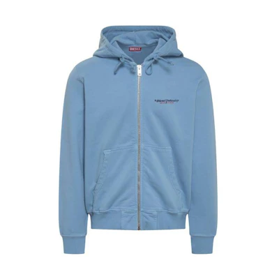 Diesel FW22 Blue Drawstring Hoodie - Solid Color Casual Long Sleeve A037450AJIH8DH
