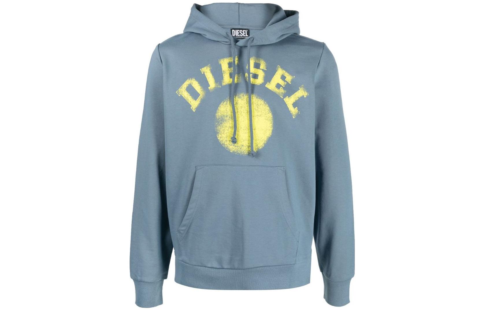 Diesel FW22 Blue Hoodie with Logo Lettering Print A086920HAYT-87P