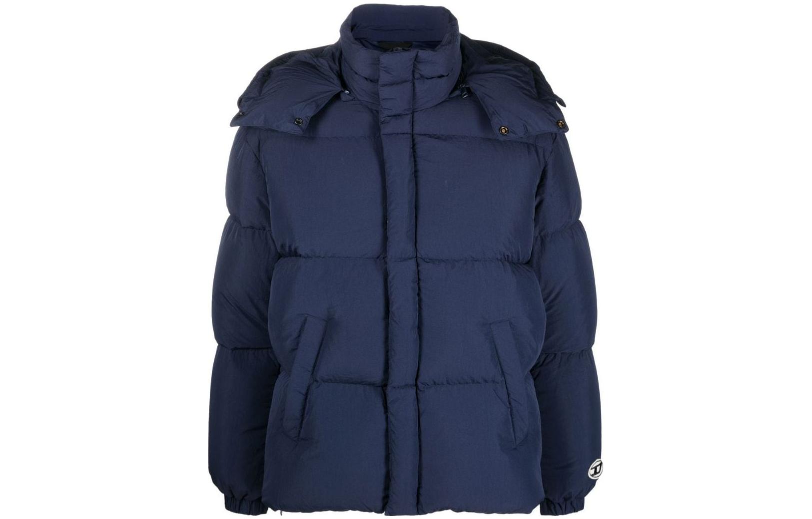 Order Diesel FW22 Blue Solid Color Hooded Long Sleeve Jacket A062870AEAI9XX