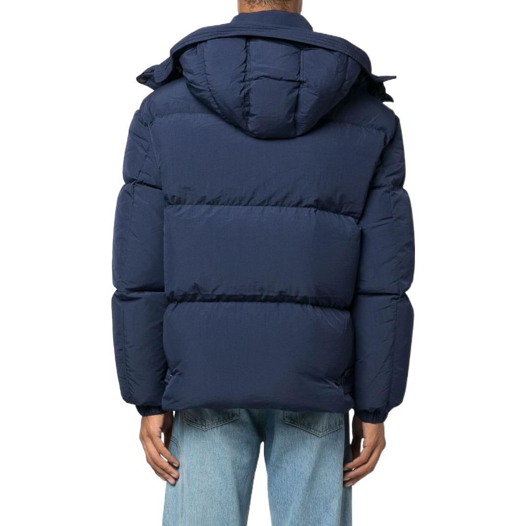 Shop Diesel FW22 Blue Solid Color Hooded Long Sleeve Jacket A062870AEAI9XX