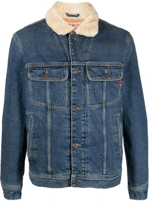 DIESEL FW22 Jaket Denim Biru Barn Style dengan Fleece Lining untuk Pria. A06167007E501 Buy DIESEL FW22 Jaket Denim Biru Barn Style dengan Fleece Lining untuk Pria. A06167007E501