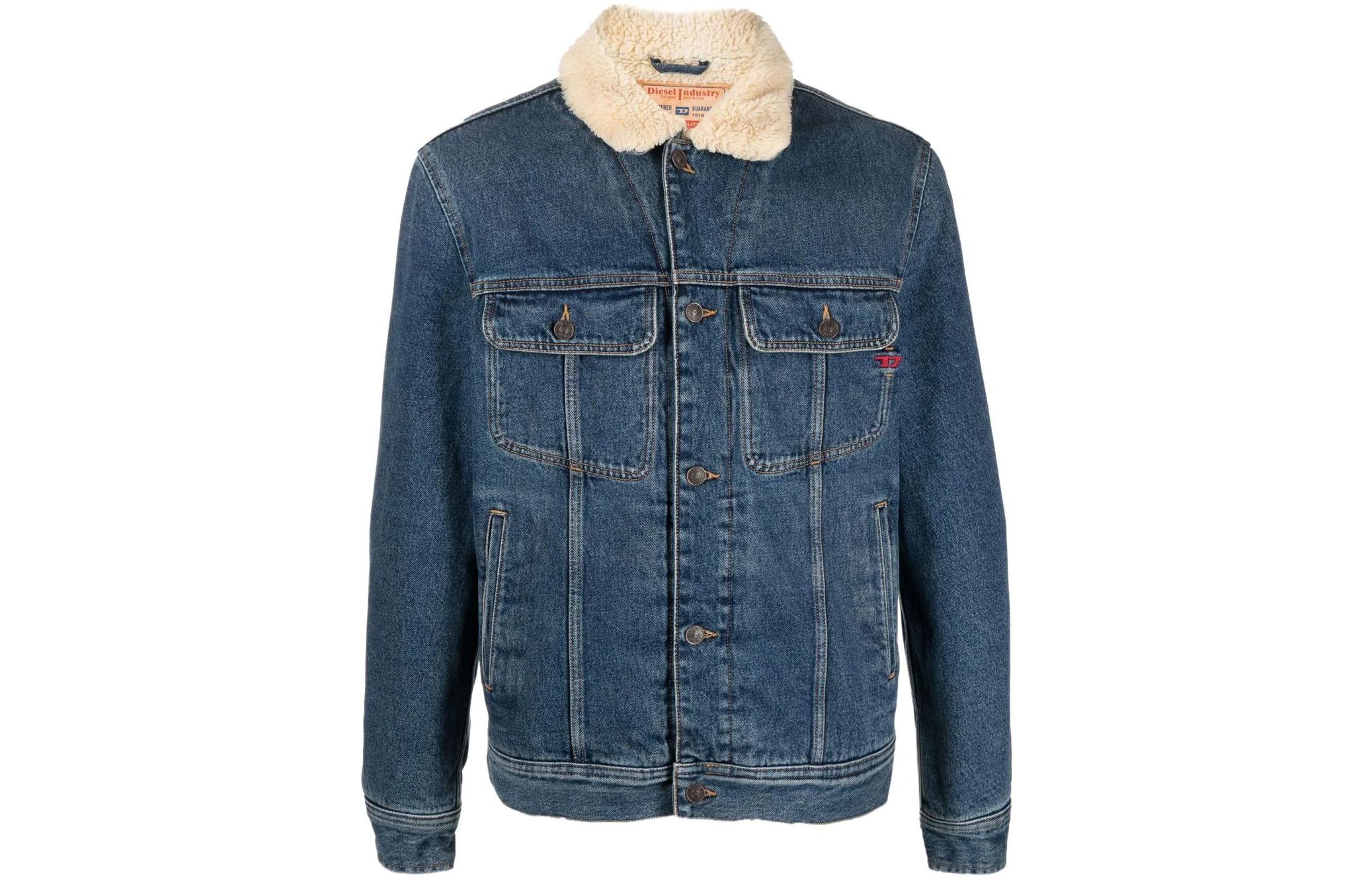 DIESEL FW22 Blue Washed Barn-Style Denim Jacket with Fleece Lining for Men. A06167007E501 圖 2