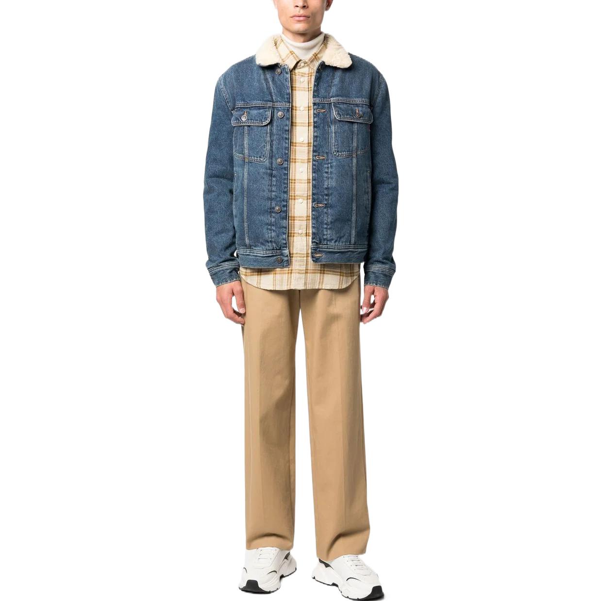 DIESEL FW22 Blue Washed Barn-Style Denim Jacket with Fleece Lining for Men. A06167007E501 圖 3