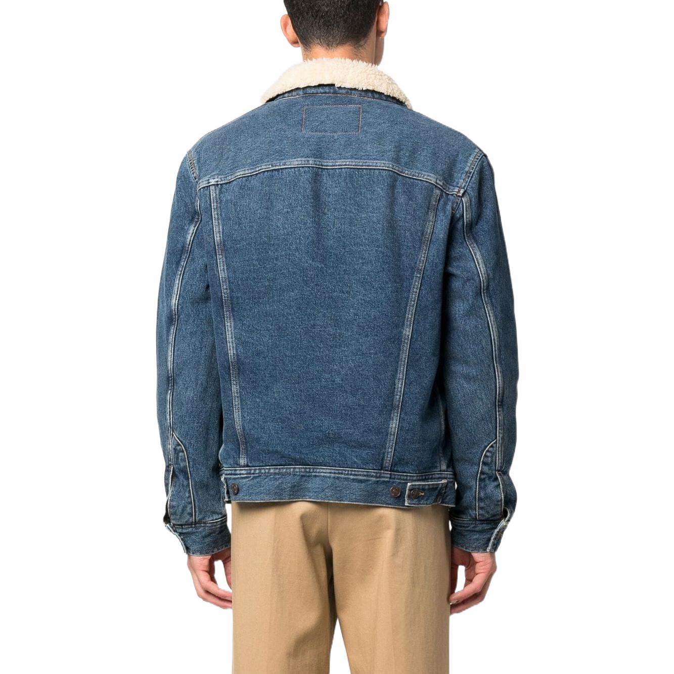 DIESEL FW22 Blue Washed Barn-Style Denim Jacket with Fleece Lining for Men. A06167007E501 圖 4