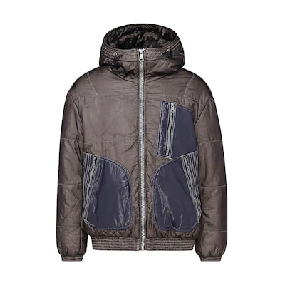 Diesel FW22 Brown Colorblock Letter Print Hooded Jacket A062930PDAM9XX