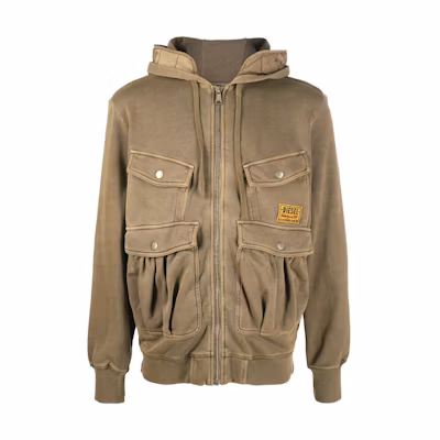 Diesel FW22 Brown Multi-Pocket Hooded Zip-Up Flight Jacket Men A063190LCAL5DQ