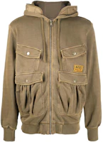 Order Diesel FW22 棕色多口袋連帽拉鍊飛行外套 男款 A063190LCAL5DQ