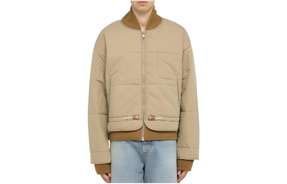 Diesel FW22 Brown Patchwork Zip-Up Stand Collar Jacket A061510AHAA79E