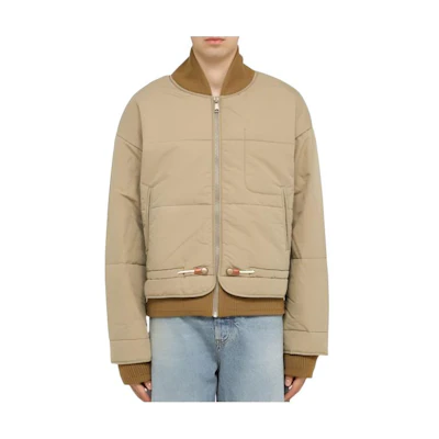 Diesel FW22 Brown Patchwork Zip-Up Stand Collar Jacket A061510AHAA79E