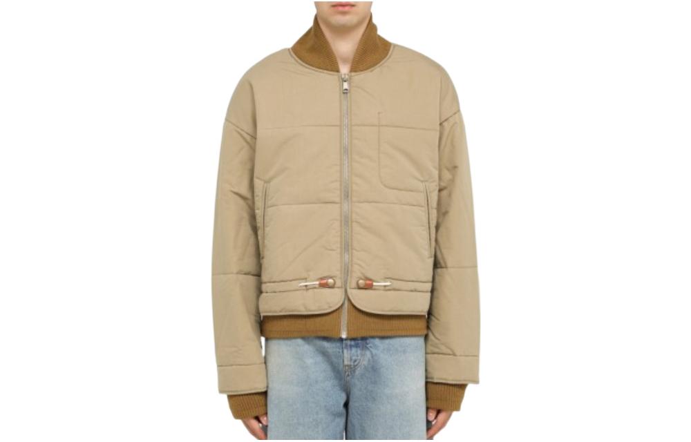 Order Diesel FW22 Brown Patchwork Zip-Up Stand Collar Jacket A061510AHAA79E