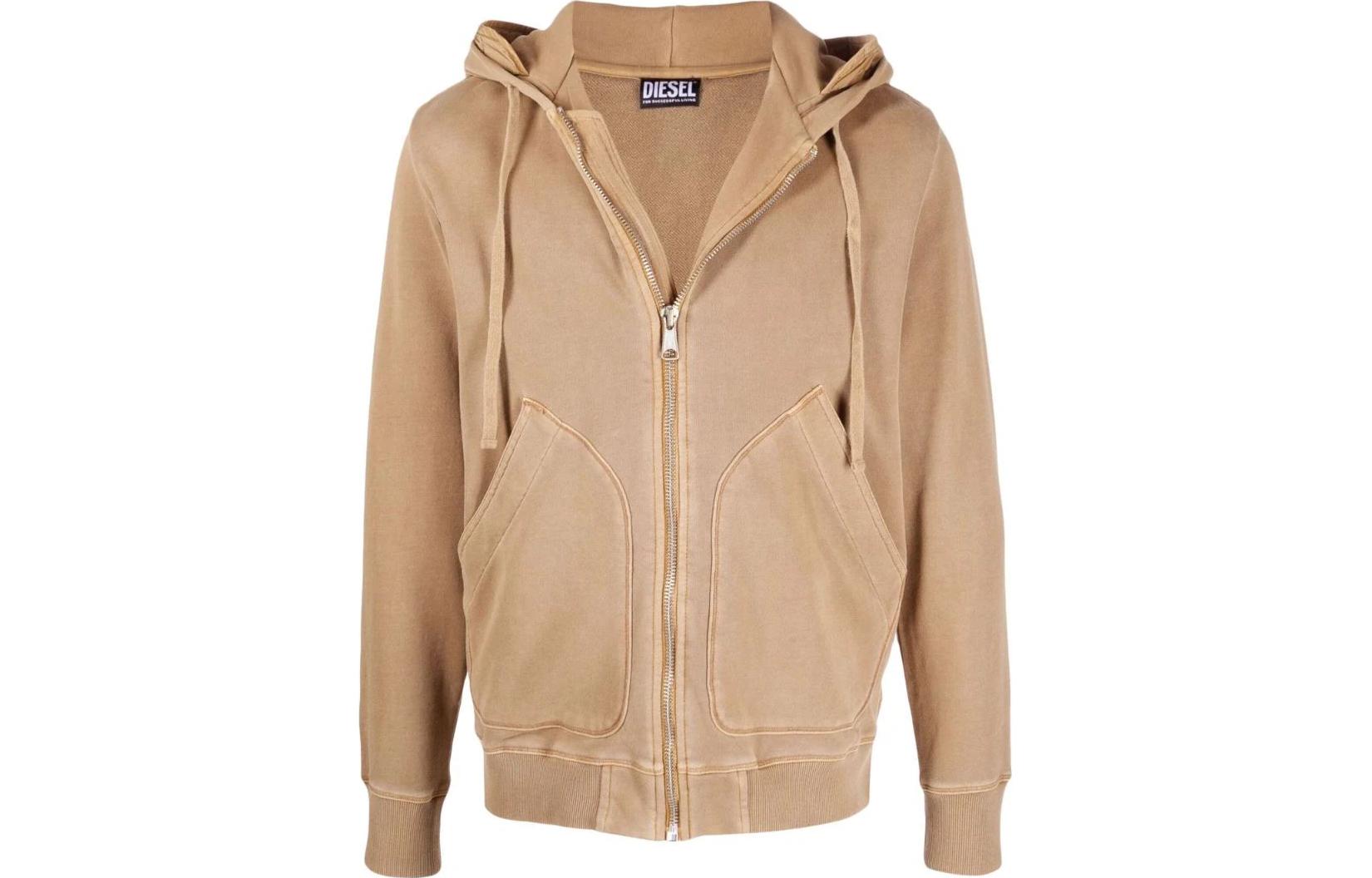 Diesel FW22 Brown Solid Zip-Up Hoodie Jacket A036450LCAL78L