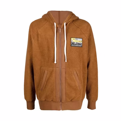 Diesel FW22 Camel Brown Logo Patch Zip-Up Sweatshirt A066980GCAB79T