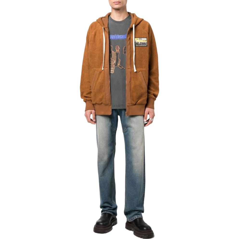 Lookbook Diesel FW22 Camel Brown Logo Patch Zip-Up Sweatshirt A066980GCAB79T