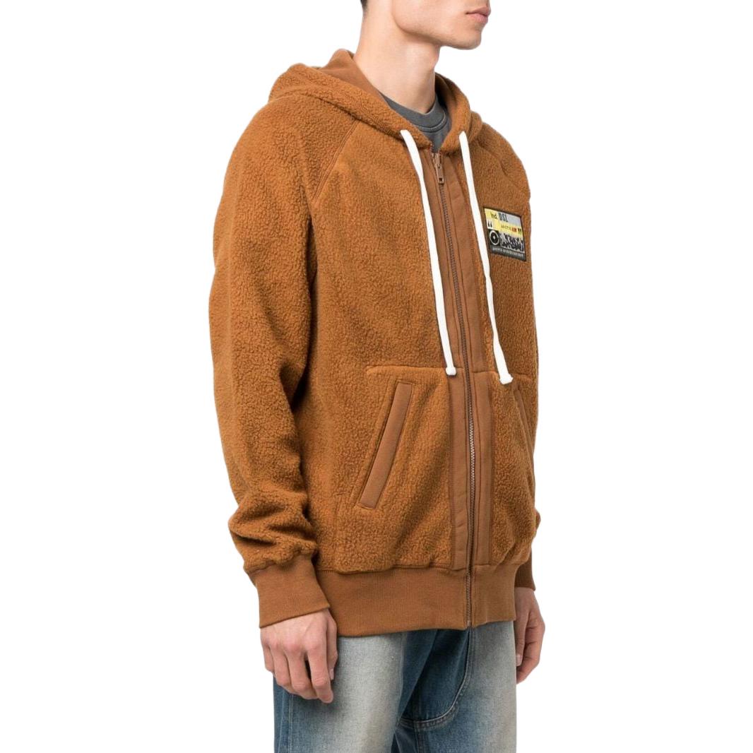 Purchase Diesel FW22 Camel Brown Logo Patch Zip-Up Sweatshirt A066980GCAB79T
