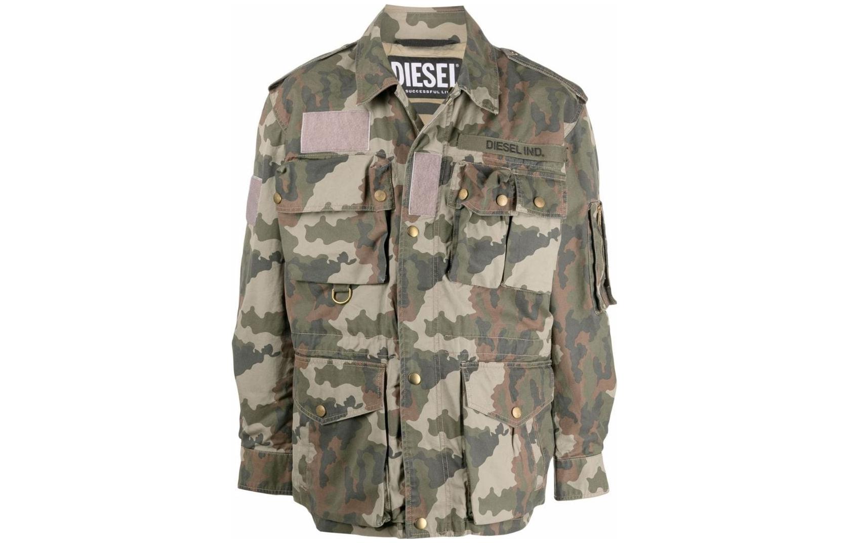 Diesel FW22 Camo Full-Print Long Sleeve Jacket Camouflage Color A028660WBBQ51FA