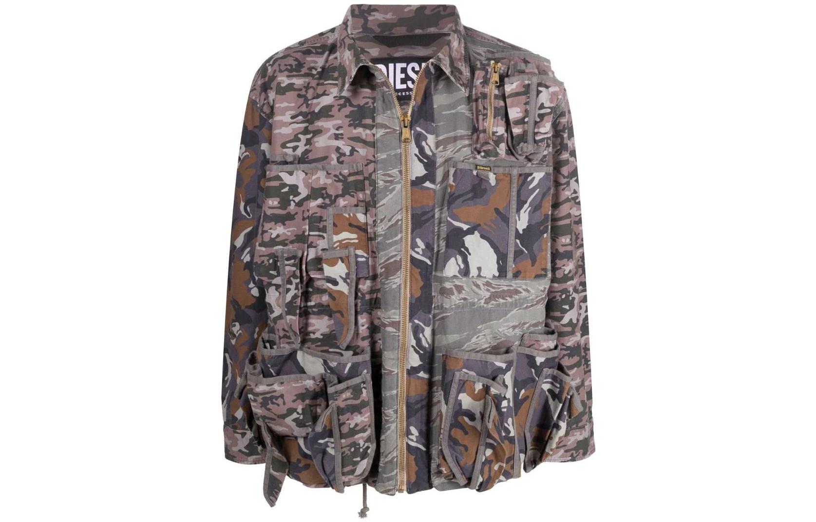 Diesel FW22 Camo Printed Long Sleeve Jacket Green - A058610HFAK98HA