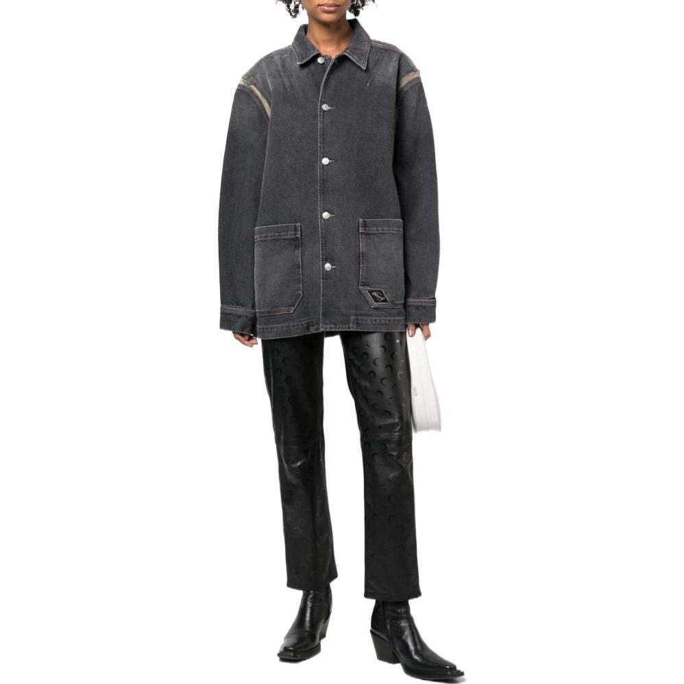 Shop DIESEL FW22 Jaket Denim Patchwork Camouflage Uniseks - Kelabu. A06580007G102