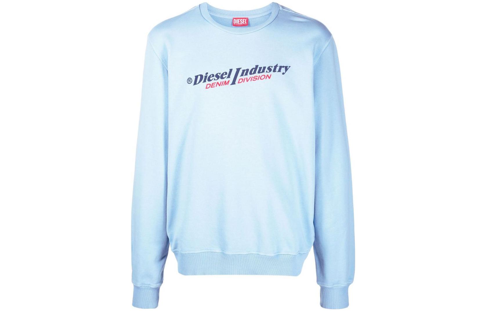 Diesel FW22 Casual Letter Print Crewneck Sweatshirt Blue A037430AJIH8DH
