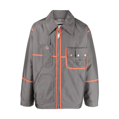 Diesel FW22 Cold Gray Piped Canvas Aviator Jacket A054940DGAS-98B