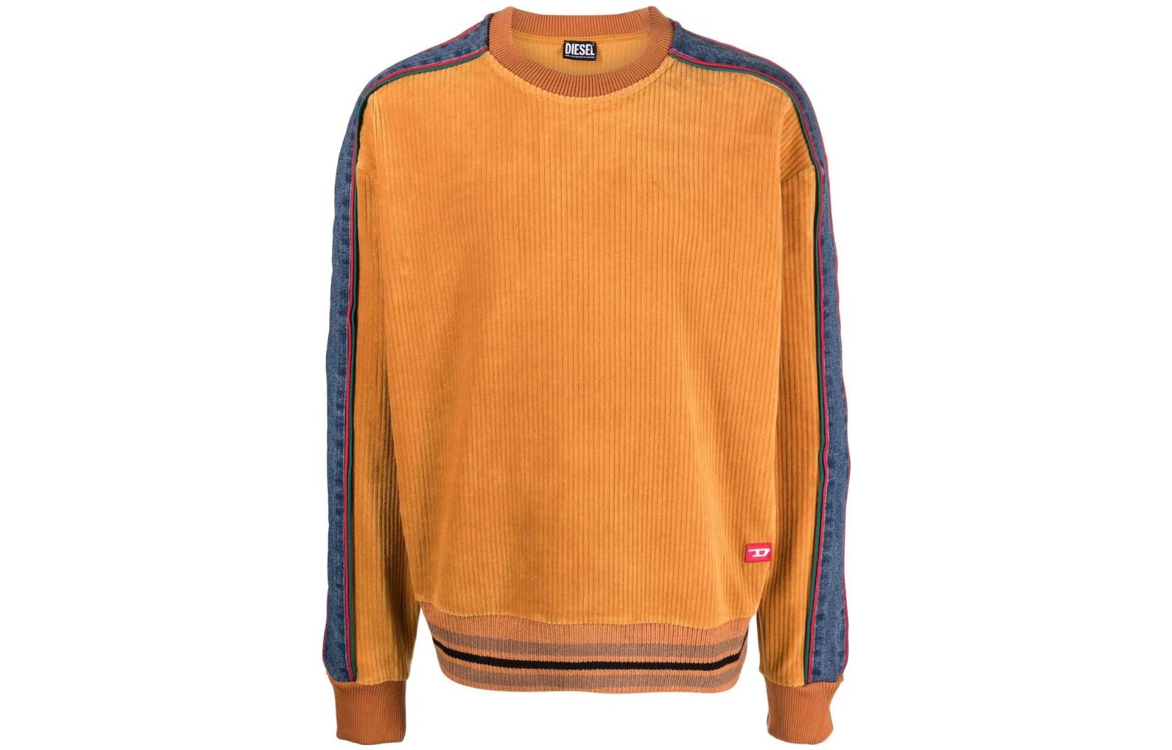 Diesel FW22 Colorblock Crewneck Sweatshirt Yellow Long Sleeve Casual A036630AEAZ7DJ
