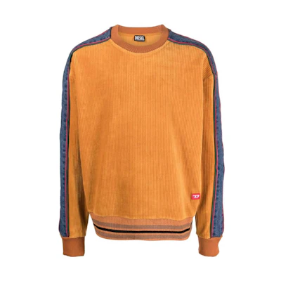 Diesel FW22 Colorblock Crewneck Sweatshirt Yellow Long Sleeve Casual A036630AEAZ7DJ