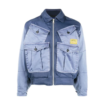 Diesel FW22 Colorblock Multi-Pocket Zip-Up Jacket Navy Blue Menswear A061190DGAK8AT
