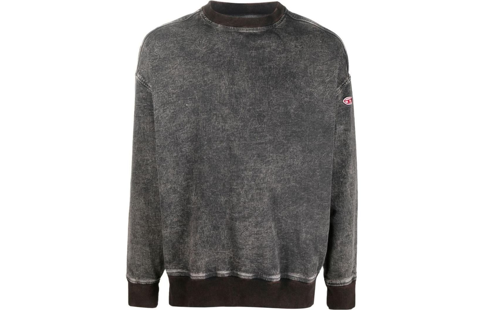 Diesel FW22 Colorblock Patch Crewneck Long Sleeve Sweatshirt Men Grey A03943069ZF02