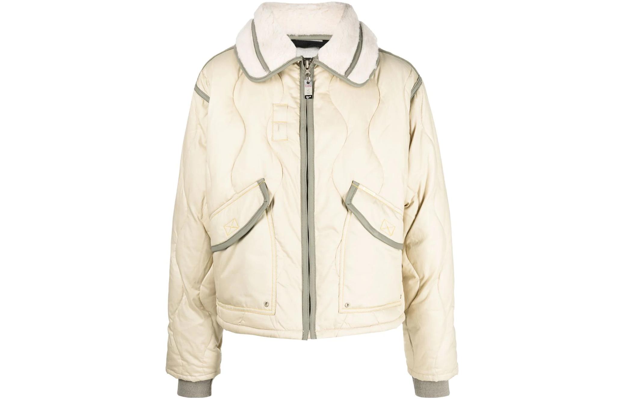 Diesel FW22 Colorblock Trim Zip-Up Loose Jacket Beige () A061410JKKE1AE