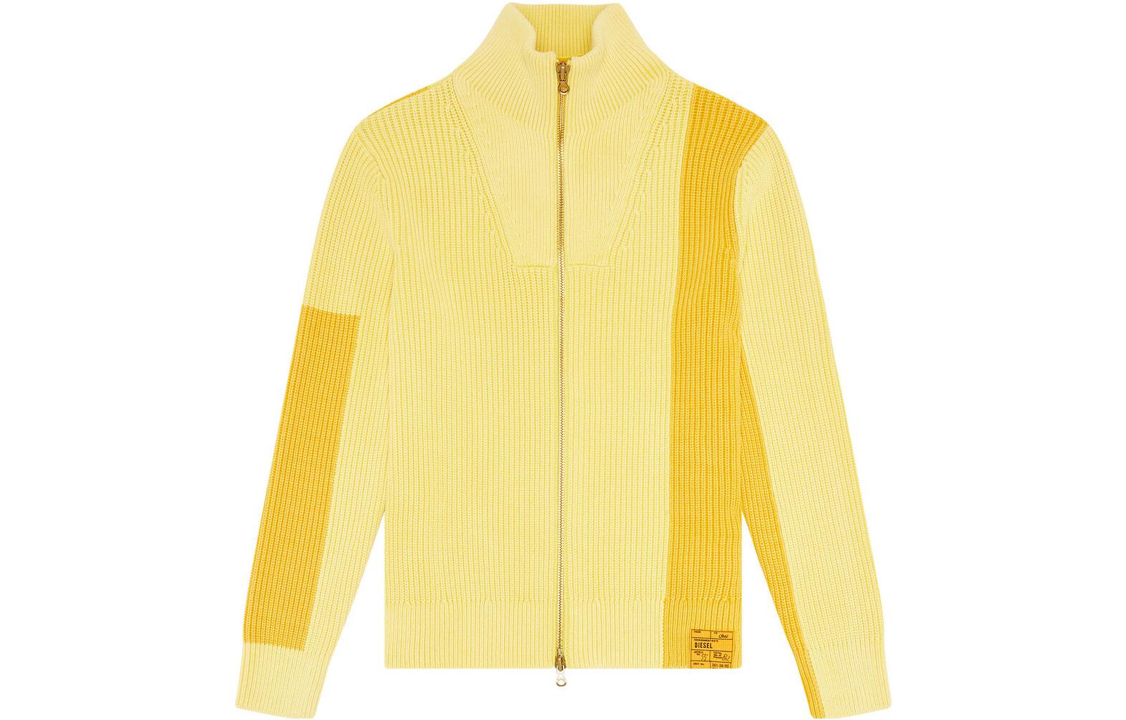 Diesel FW22 Colorblock Zip-Up Knit Jacket Yellow A067470NEAC23J