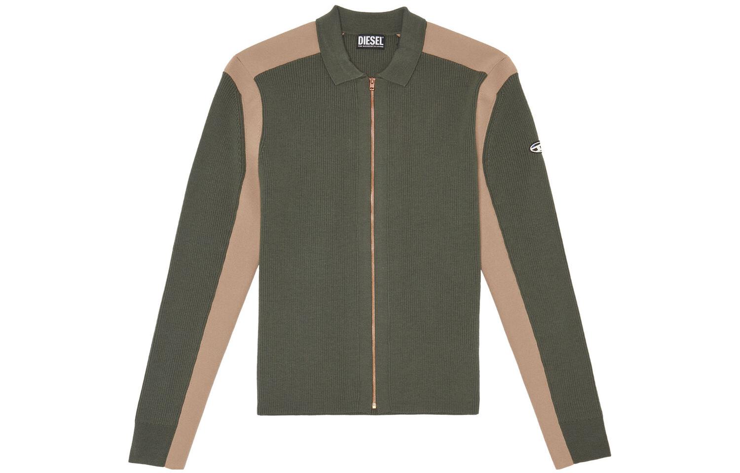 Diesel FW22 Contrast Collar Zip Jacket Army Green A094700NHAG