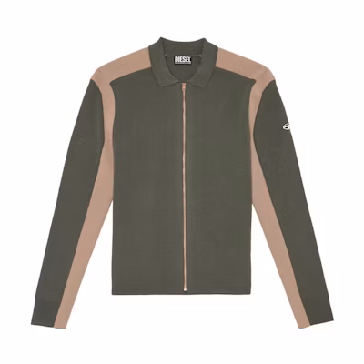 Diesel FW22 Contrast Collar Zip Jacket Army Green A094700NHAG