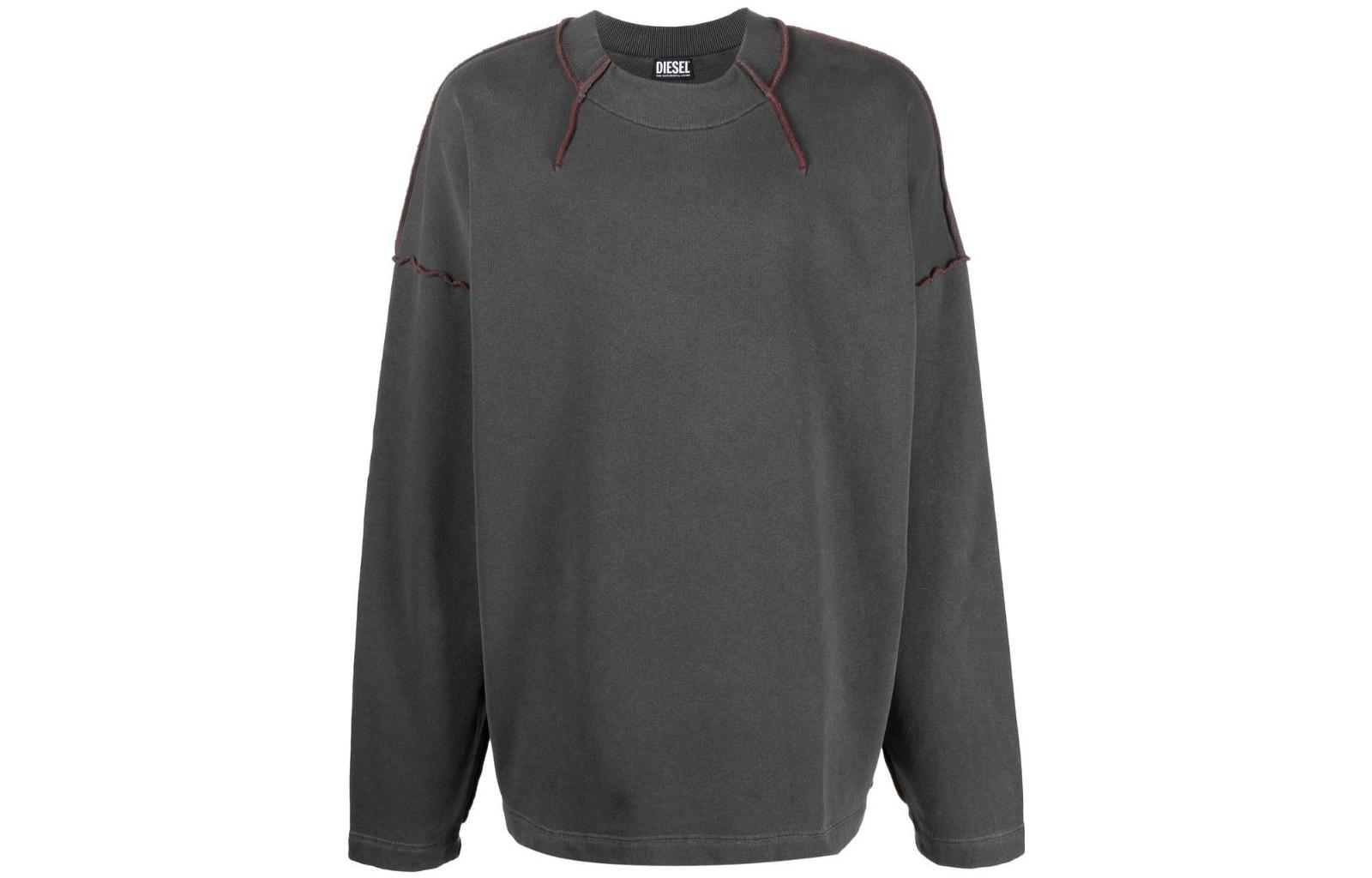 Diesel FW22 Contrast Stitch Crewneck Sweatshirt Men’s Fog Gray A061710TDAJ-93R