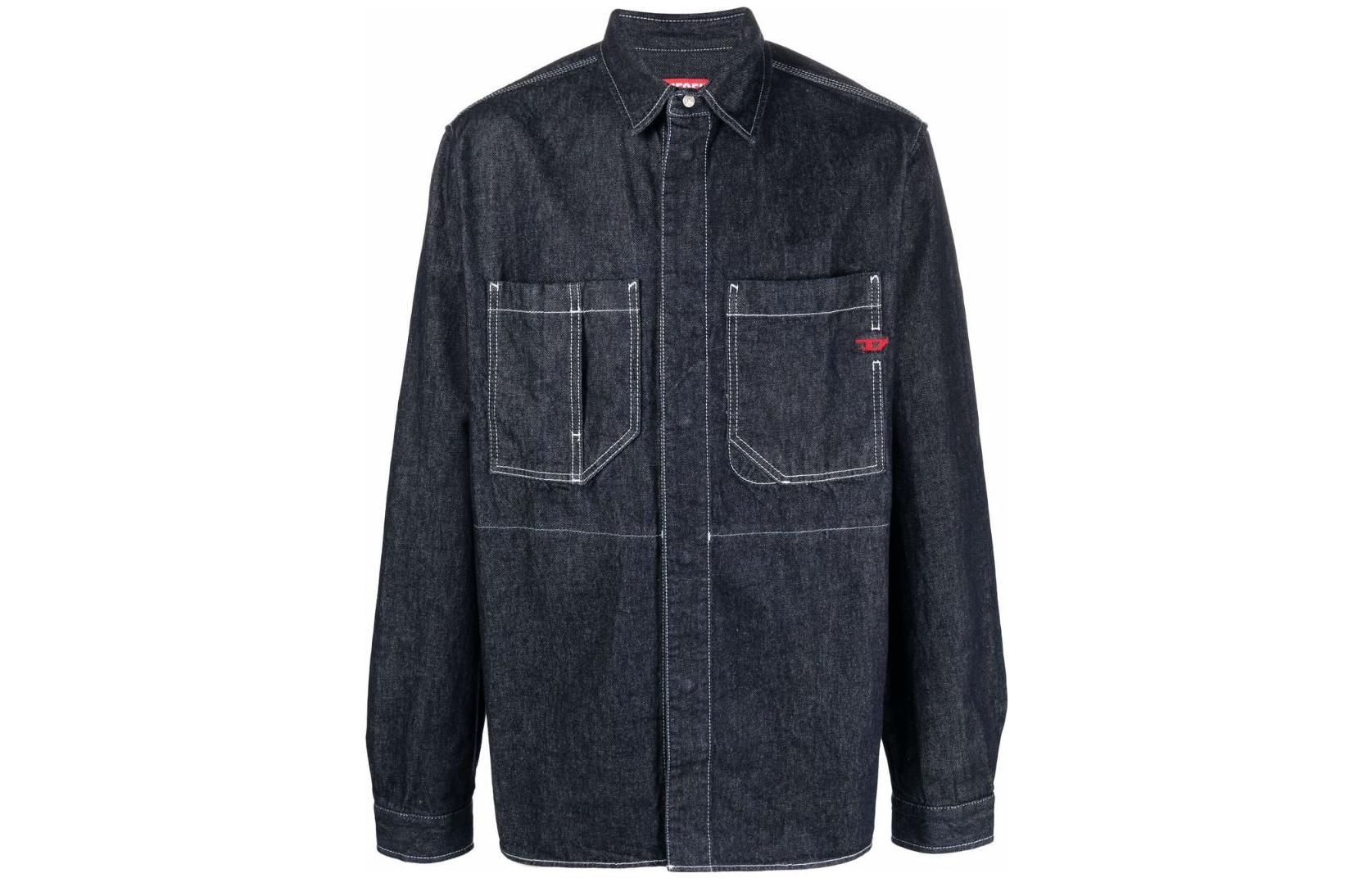 DIESEL FW22 D-Hor Contrast Stitch Denim Jacket Blue - A035240DFAZ-01